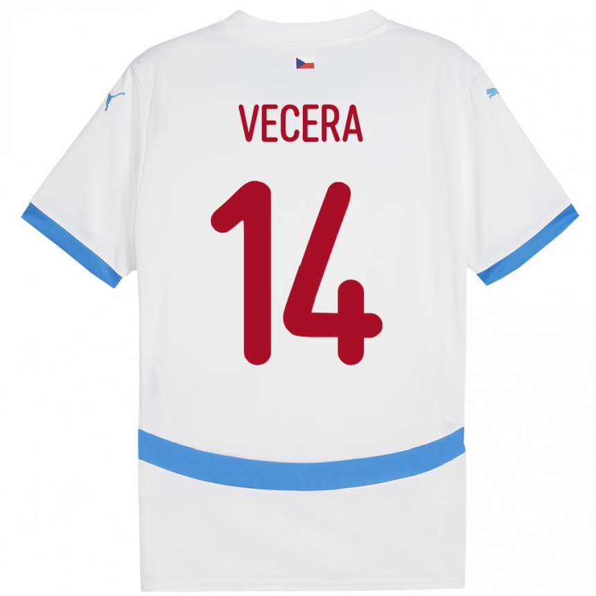 Kinder Fußball Tschechien Filip Vecera #14 Weiß Auswärtstrikot Trikot 24-26 T-Shirt Luxemburg