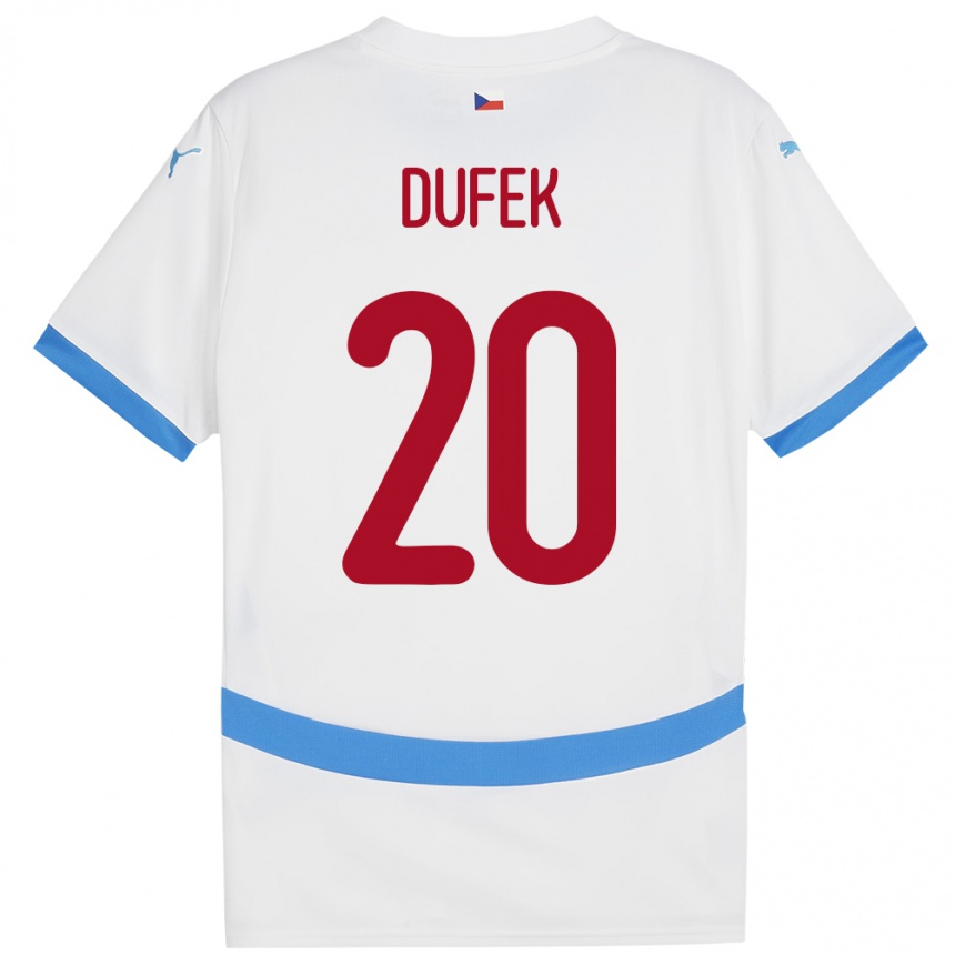 Kinder Fußball Tschechien Jakub Dufek #20 Weiß Auswärtstrikot Trikot 24-26 T-Shirt Luxemburg