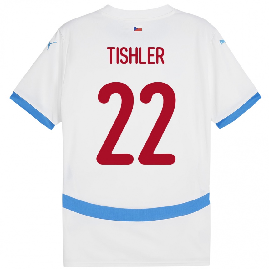 Kinder Fußball Tschechien Daniel Tishler #22 Weiß Auswärtstrikot Trikot 24-26 T-Shirt Luxemburg