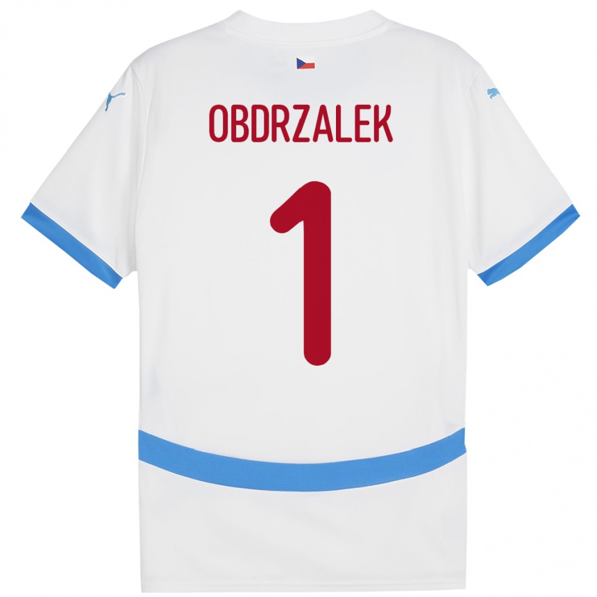 Kinder Fußball Tschechien Marek Obdrzalek #1 Weiß Auswärtstrikot Trikot 24-26 T-Shirt Luxemburg