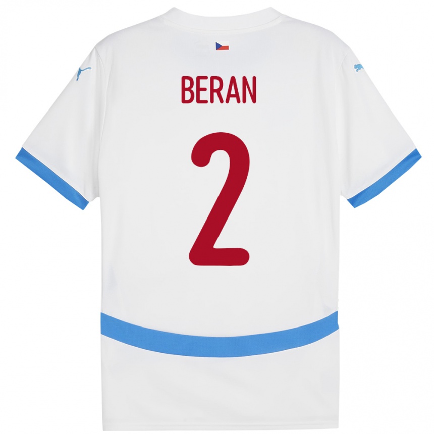 Kinder Fußball Tschechien Stepan Beran #2 Weiß Auswärtstrikot Trikot 24-26 T-Shirt Luxemburg