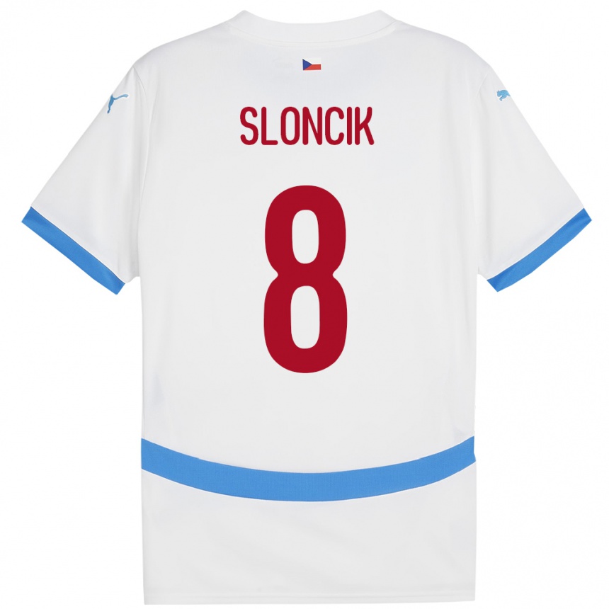 Kinder Fußball Tschechien Simon Sloncik #8 Weiß Auswärtstrikot Trikot 24-26 T-Shirt Luxemburg