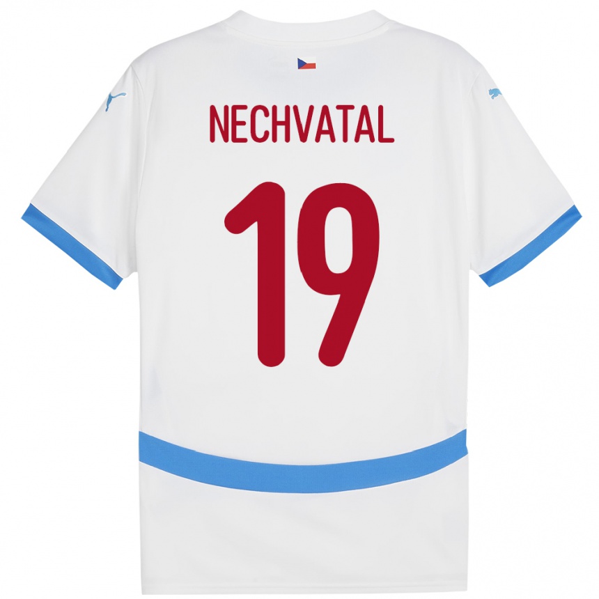 Kinder Fußball Tschechien Matyas Nechvatal #19 Weiß Auswärtstrikot Trikot 24-26 T-Shirt Luxemburg