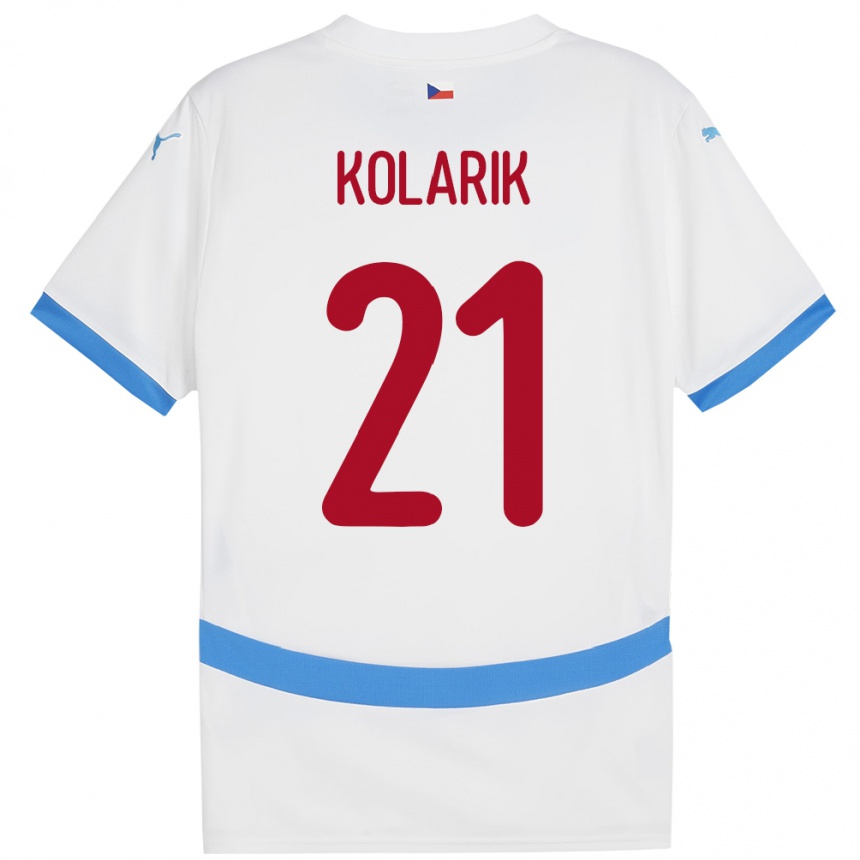 Kinder Fußball Tschechien Josef Kolarik #21 Weiß Auswärtstrikot Trikot 24-26 T-Shirt Luxemburg