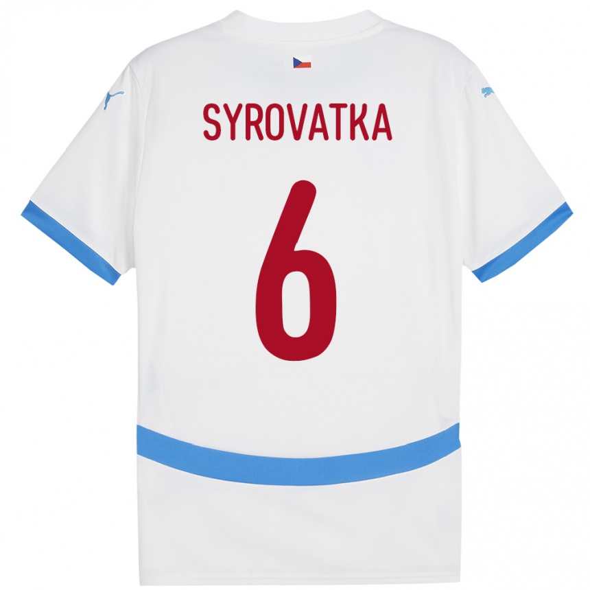 Kinder Fußball Tschechien Matyas Syrovatka #6 Weiß Auswärtstrikot Trikot 24-26 T-Shirt Luxemburg