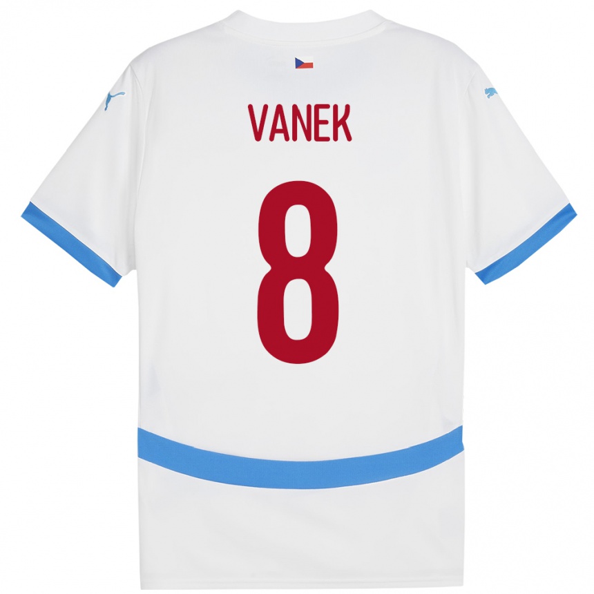 Kinder Fußball Tschechien Lukas Vanek #8 Weiß Auswärtstrikot Trikot 24-26 T-Shirt Luxemburg