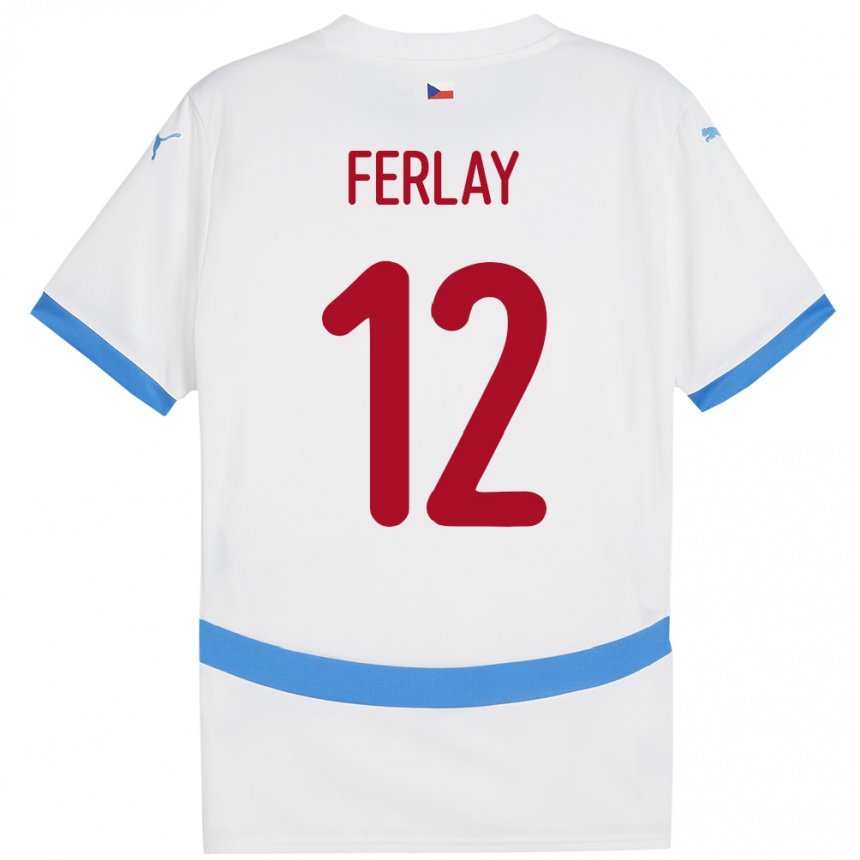 Kinder Fußball Tschechien Ruben Ferlay #12 Weiß Auswärtstrikot Trikot 24-26 T-Shirt Luxemburg