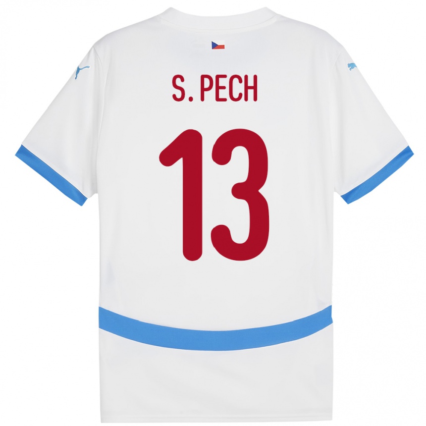 Kinder Fußball Tschechien Sebastian Pech #13 Weiß Auswärtstrikot Trikot 24-26 T-Shirt Luxemburg