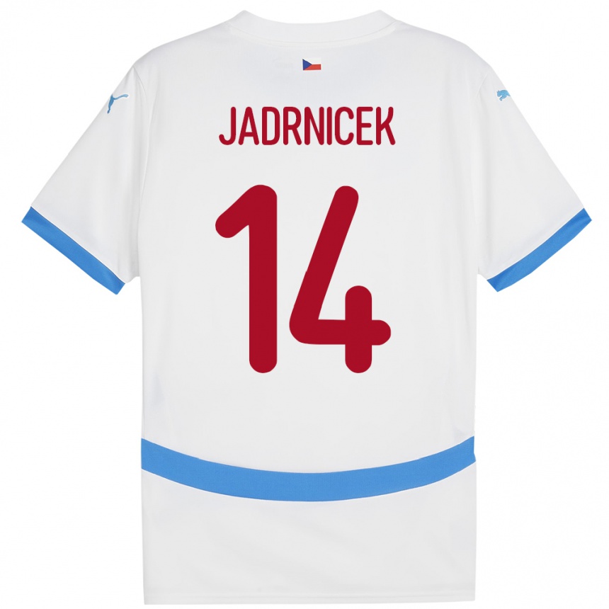 Kinder Fußball Tschechien Nikola Jadrnicek #14 Weiß Auswärtstrikot Trikot 24-26 T-Shirt Luxemburg