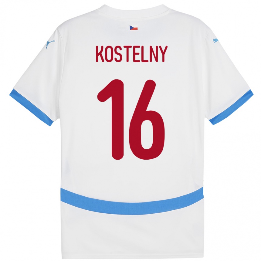 Kinder Fußball Tschechien Krystof Kostelny #16 Weiß Auswärtstrikot Trikot 24-26 T-Shirt Luxemburg