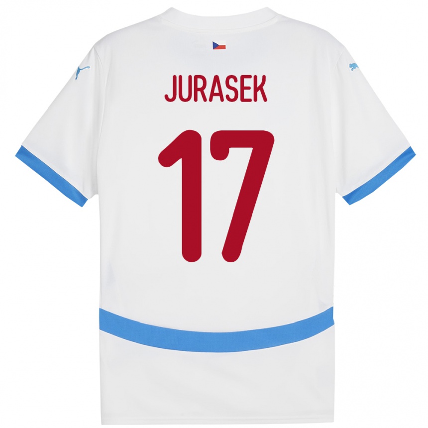 Kinder Fußball Tschechien Patrik Jurasek #17 Weiß Auswärtstrikot Trikot 24-26 T-Shirt Luxemburg