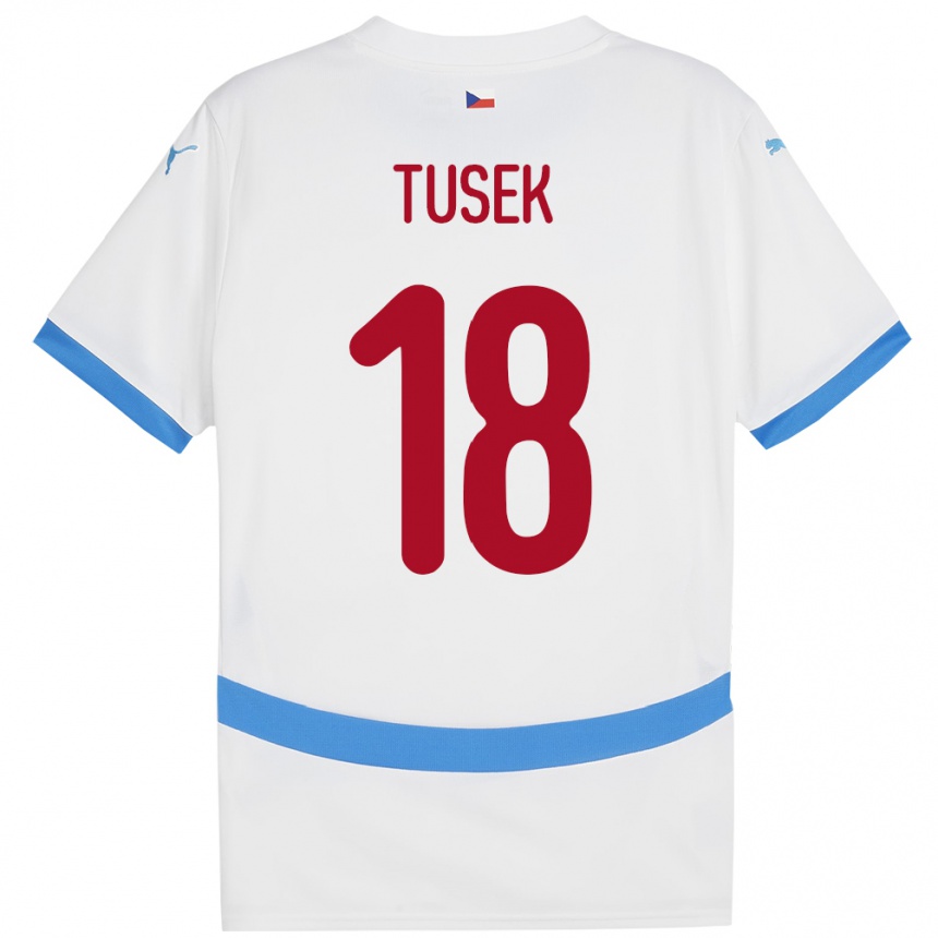 Kinder Fußball Tschechien Adam Tusek #18 Weiß Auswärtstrikot Trikot 24-26 T-Shirt Luxemburg