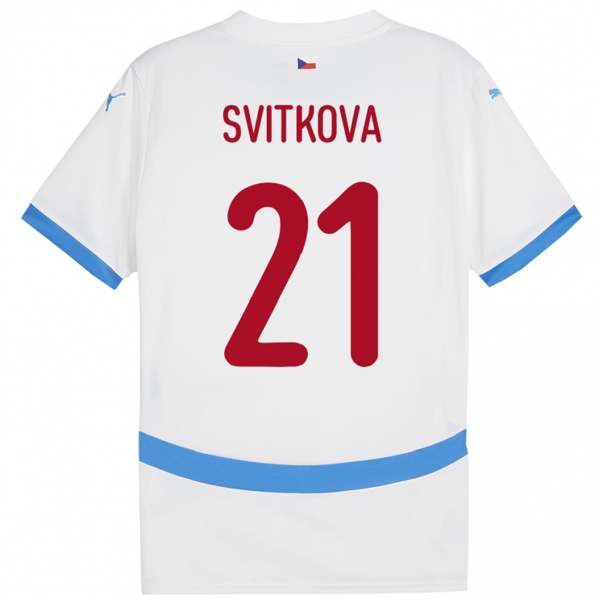 Kinder Fußball Tschechien Kateřina Svitková #21 Weiß Auswärtstrikot Trikot 24-26 T-Shirt Luxemburg