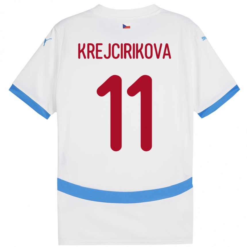 Kinder Fußball Tschechien Tereza Krejčiříková #11 Weiß Auswärtstrikot Trikot 24-26 T-Shirt Luxemburg