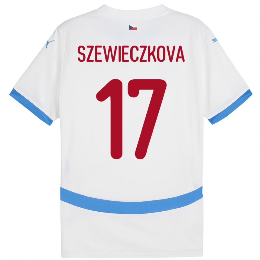 Kinder Fußball Tschechien Tereza Szewieczková #17 Weiß Auswärtstrikot Trikot 24-26 T-Shirt Luxemburg