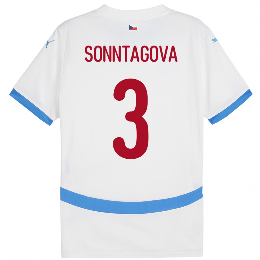 Kinder Fußball Tschechien Eliška Sonntagová #3 Weiß Auswärtstrikot Trikot 24-26 T-Shirt Luxemburg