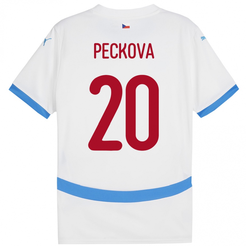 Kinder Fußball Tschechien Alena Pěčková #20 Weiß Auswärtstrikot Trikot 24-26 T-Shirt Luxemburg