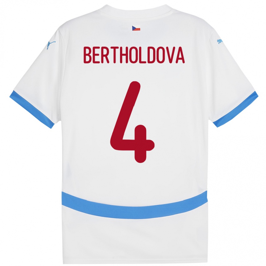 Kinder Fußball Tschechien Petra Bertholdová #4 Weiß Auswärtstrikot Trikot 24-26 T-Shirt Luxemburg