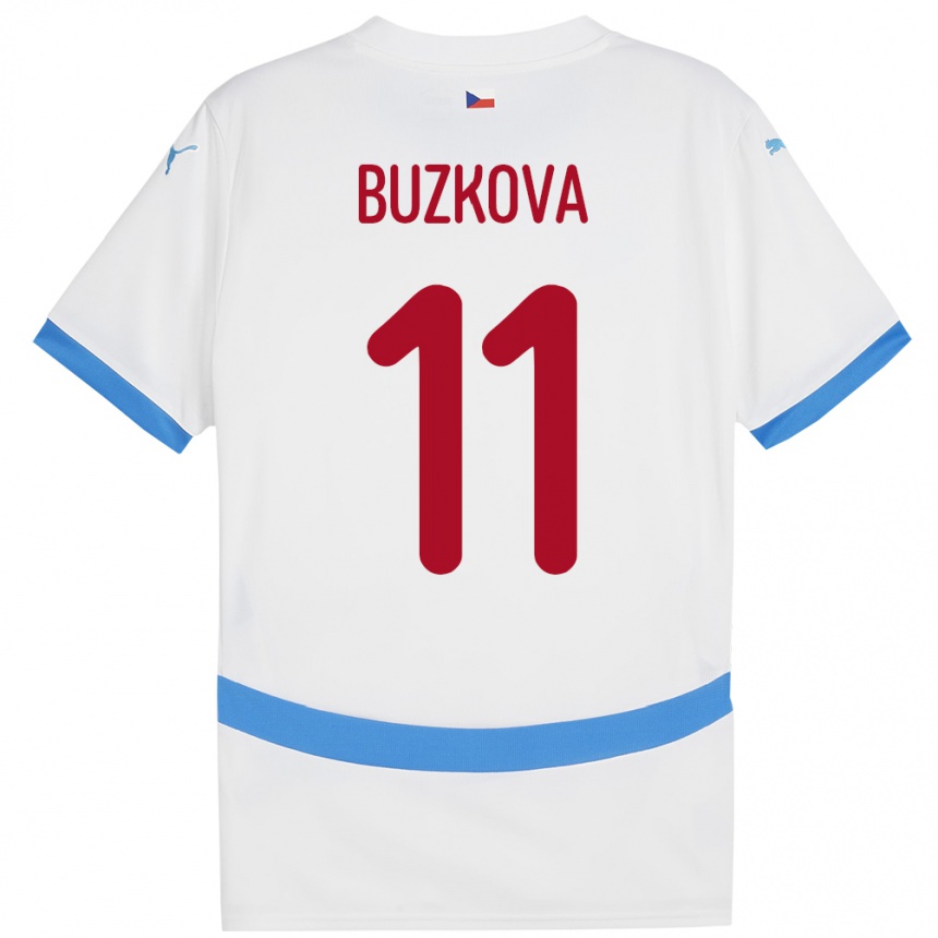 Kinder Fußball Tschechien Kateřina Bužková #11 Weiß Auswärtstrikot Trikot 24-26 T-Shirt Luxemburg