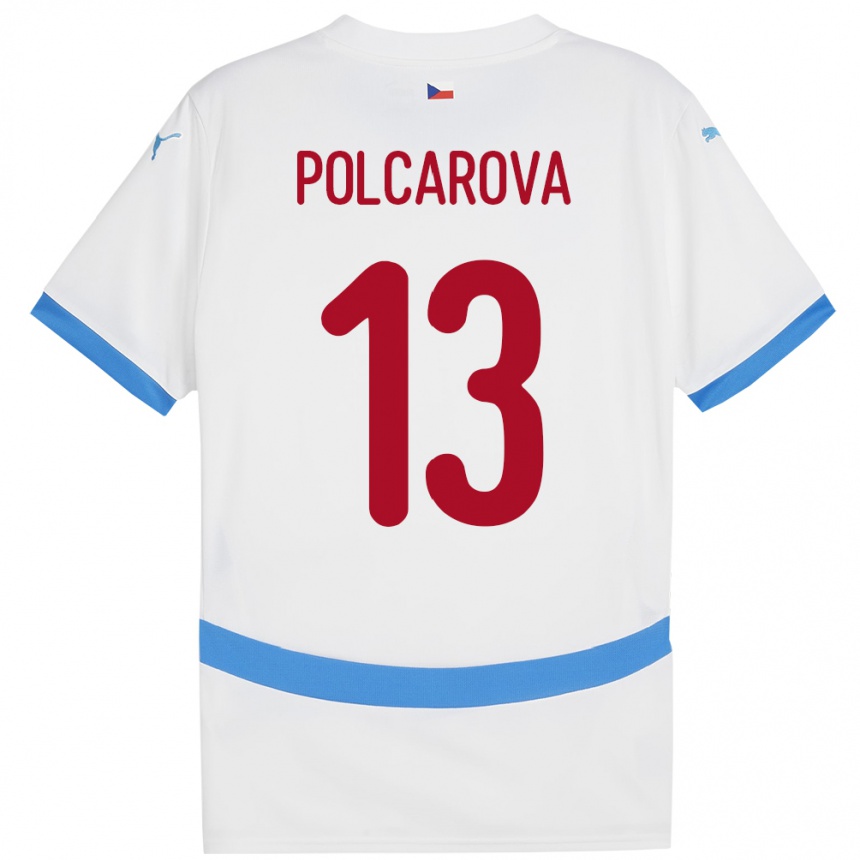 Kinder Fußball Tschechien Barbora Polcarová #13 Weiß Auswärtstrikot Trikot 24-26 T-Shirt Luxemburg