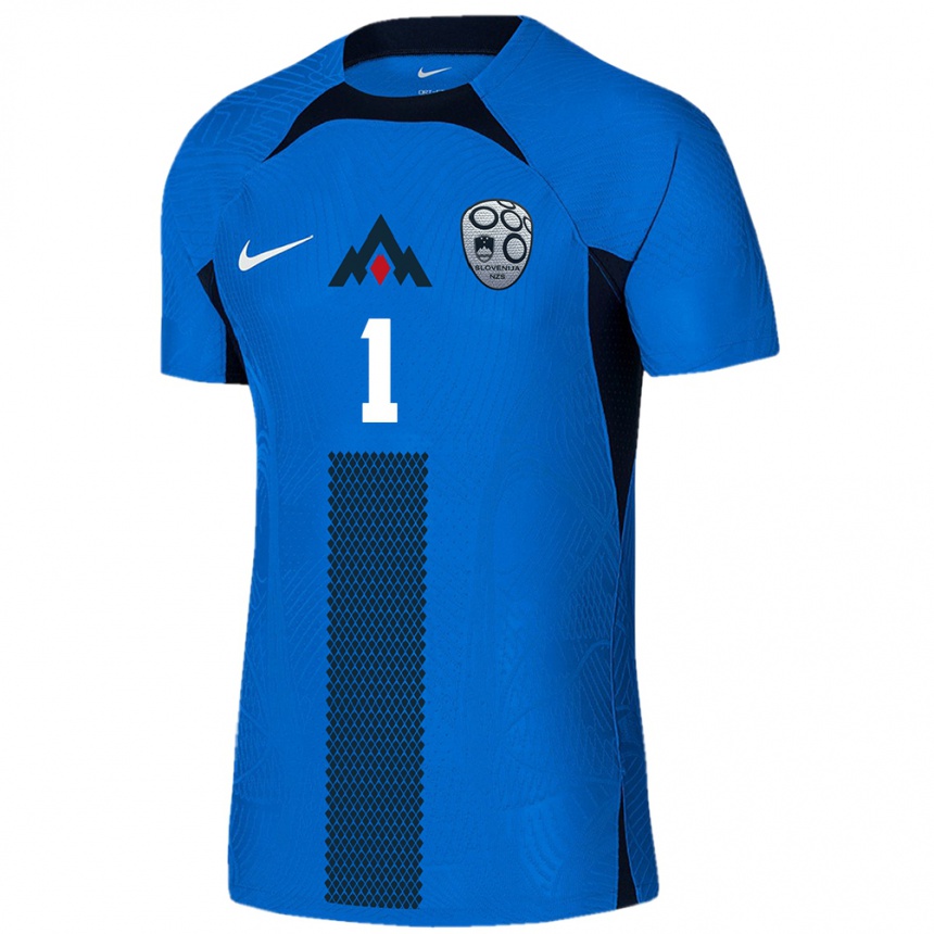 Kinder Fußball Slowenien Tai Znuderl #1 Blau Auswärtstrikot Trikot 24-26 T-Shirt Luxemburg