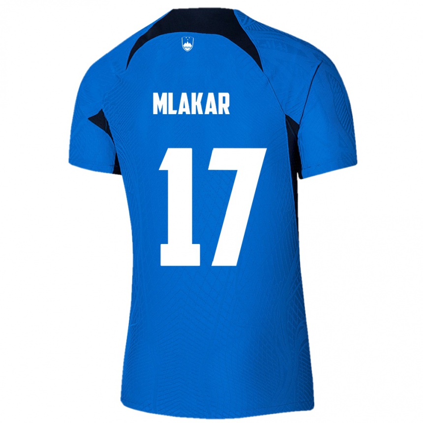 Kinder Fußball Slowenien Jan Mlakar #17 Blau Auswärtstrikot Trikot 24-26 T-Shirt Luxemburg