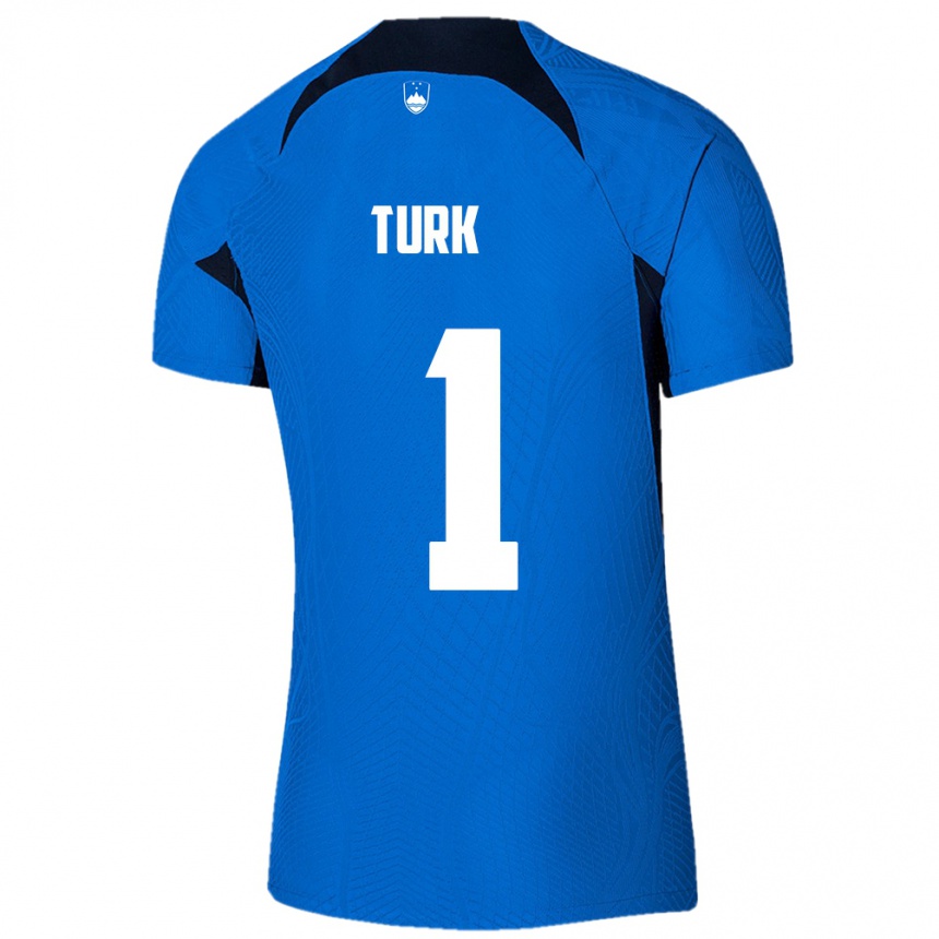 Kinder Fußball Slowenien Martin Turk #1 Blau Auswärtstrikot Trikot 24-26 T-Shirt Luxemburg