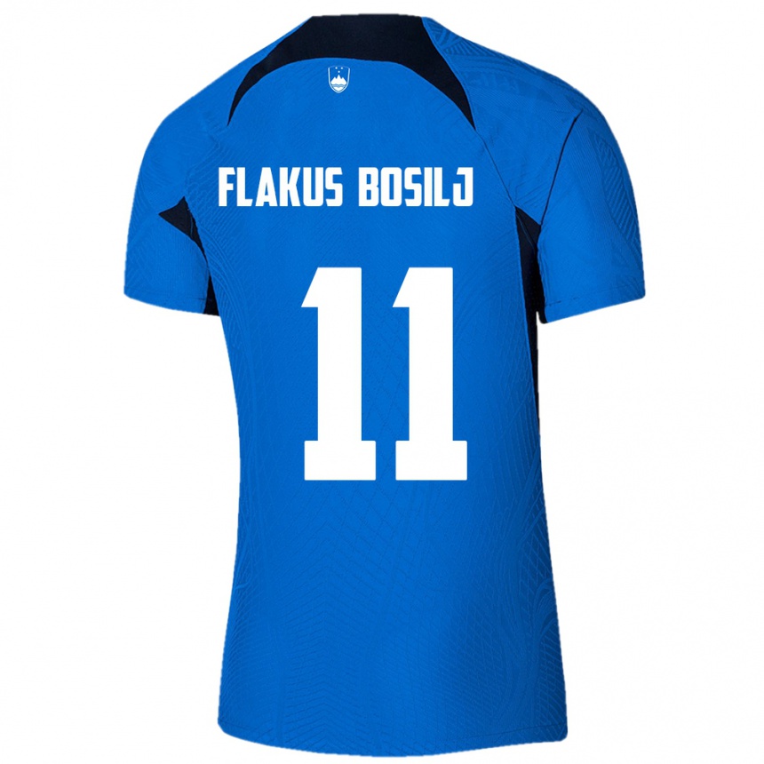 Kinder Fußball Slowenien David Flakus Bosilj #11 Blau Auswärtstrikot Trikot 24-26 T-Shirt Luxemburg