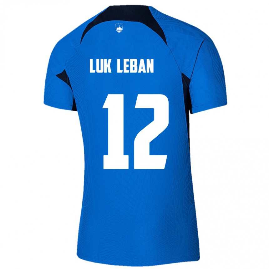 Kinder Fußball Slowenien Zan Luk Leban #12 Blau Auswärtstrikot Trikot 24-26 T-Shirt Luxemburg