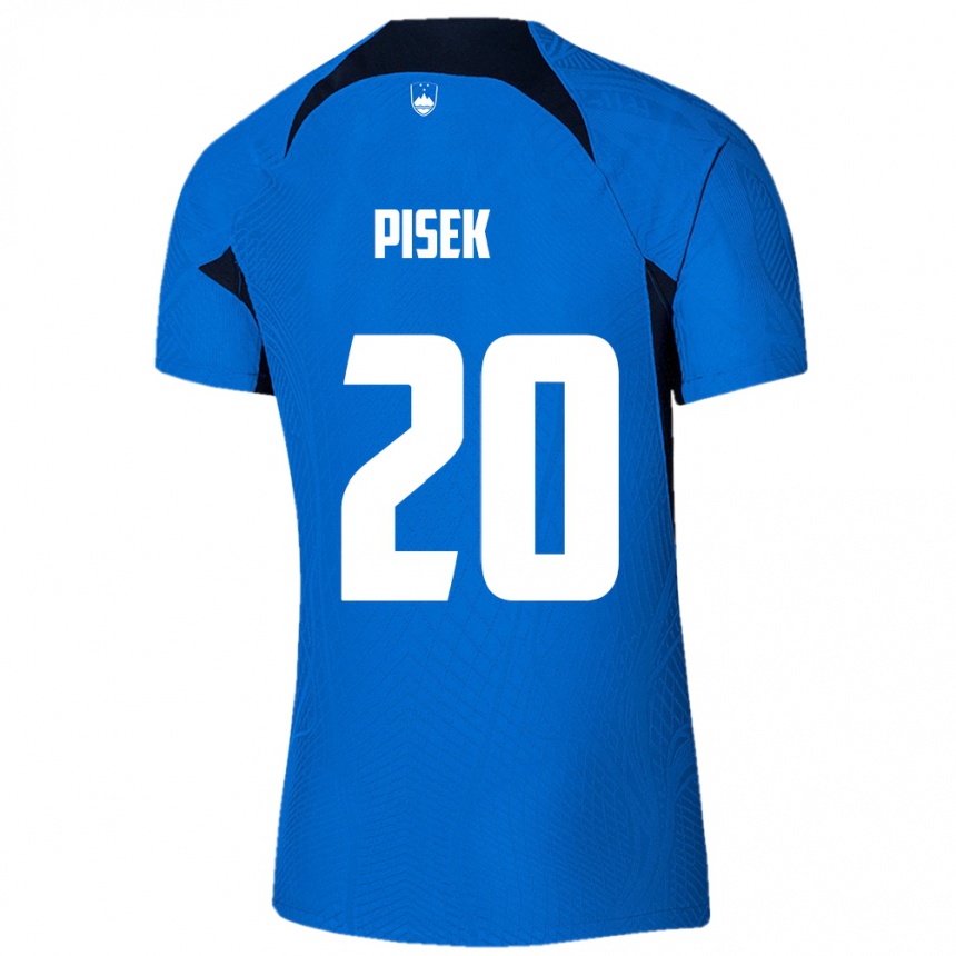 Kinder Fußball Slowenien Jost Pisek #20 Blau Auswärtstrikot Trikot 24-26 T-Shirt Luxemburg