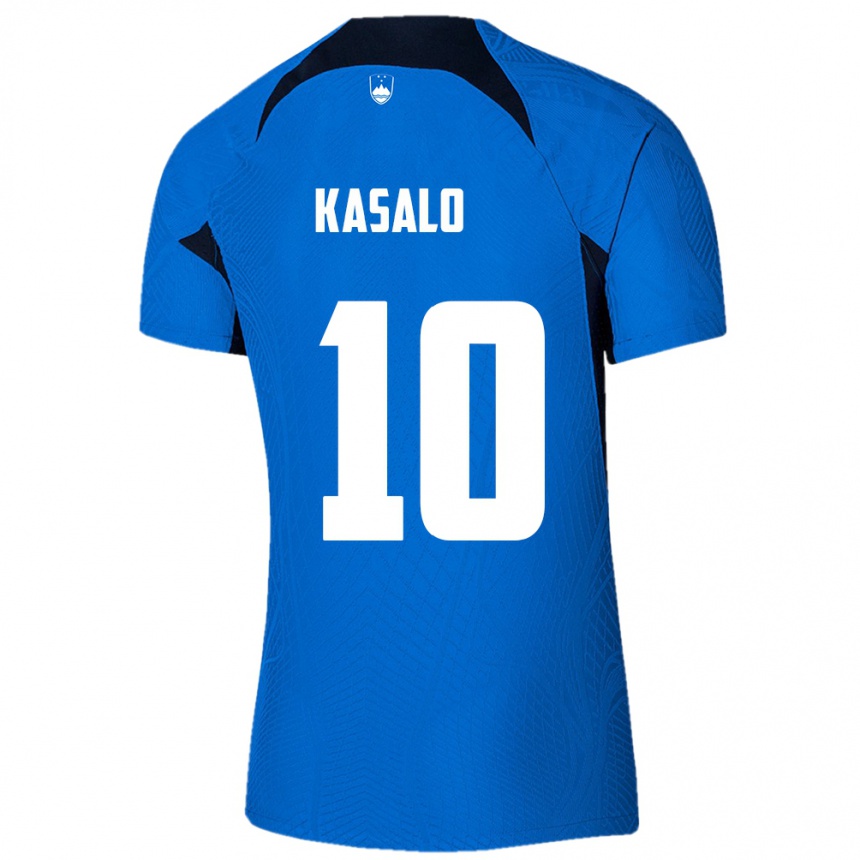 Kinder Fußball Slowenien Niko Kasalo #10 Blau Auswärtstrikot Trikot 24-26 T-Shirt Luxemburg