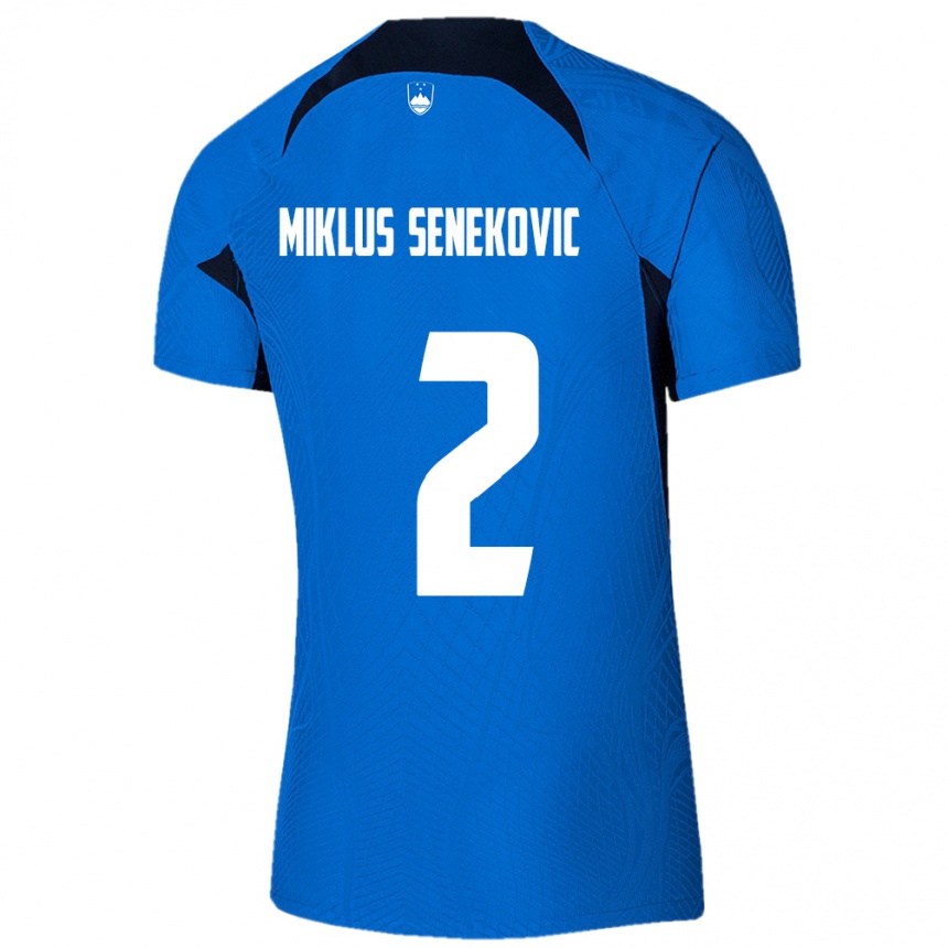 Kinder Fußball Slowenien Gal Miklus Senekovic #2 Blau Auswärtstrikot Trikot 24-26 T-Shirt Luxemburg