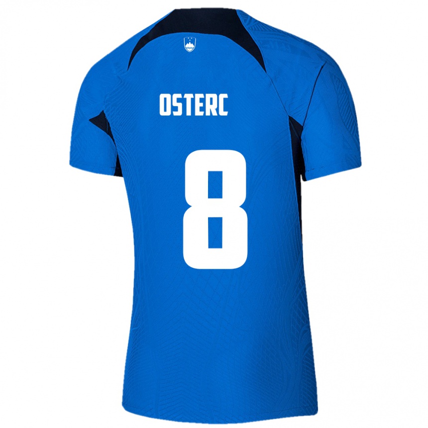 Kinder Fußball Slowenien Niko Osterc #8 Blau Auswärtstrikot Trikot 24-26 T-Shirt Luxemburg