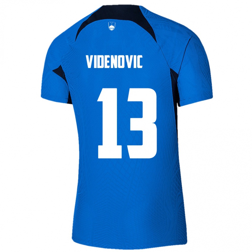 Kinder Fußball Slowenien Denis Videnovic #13 Blau Auswärtstrikot Trikot 24-26 T-Shirt Luxemburg