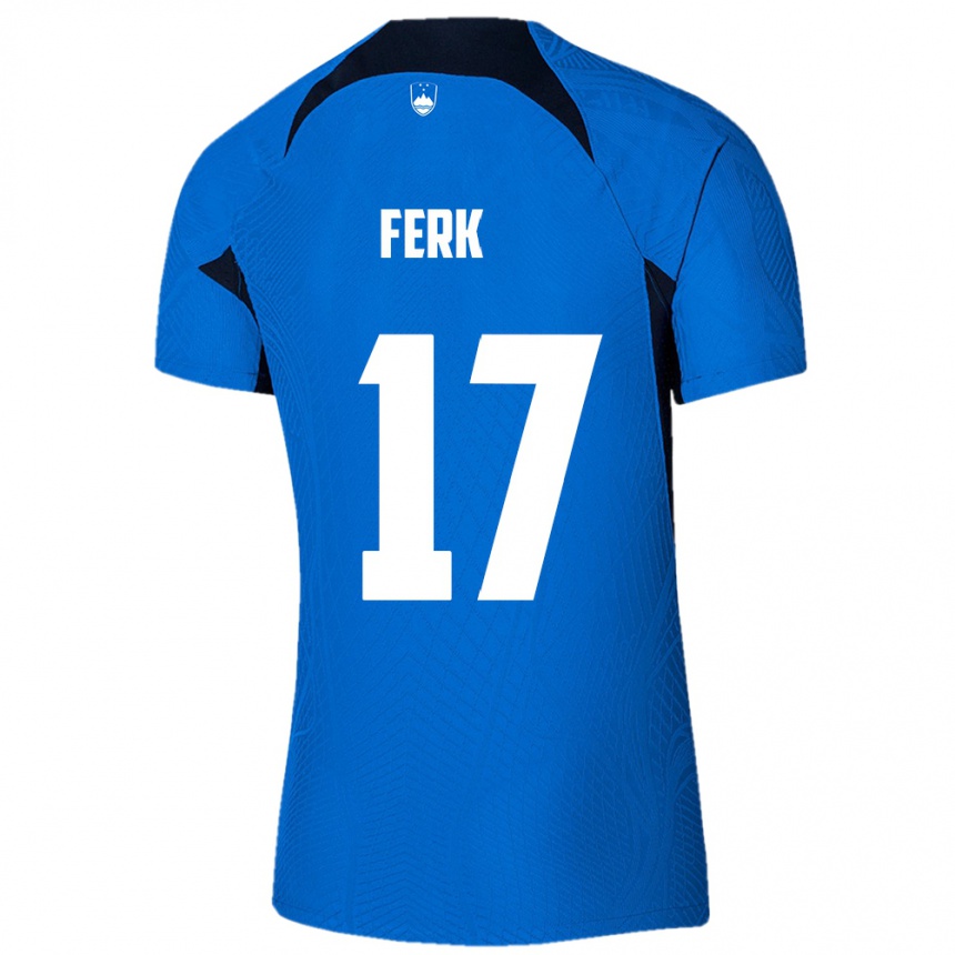 Kinder Fußball Slowenien Matic Ferk #17 Blau Auswärtstrikot Trikot 24-26 T-Shirt Luxemburg