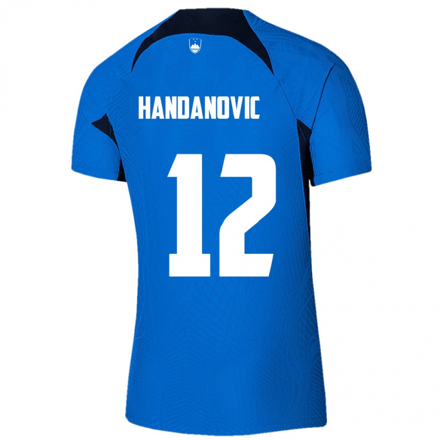 Kinder Fußball Slowenien Tanej Handanovic #12 Blau Auswärtstrikot Trikot 24-26 T-Shirt Luxemburg