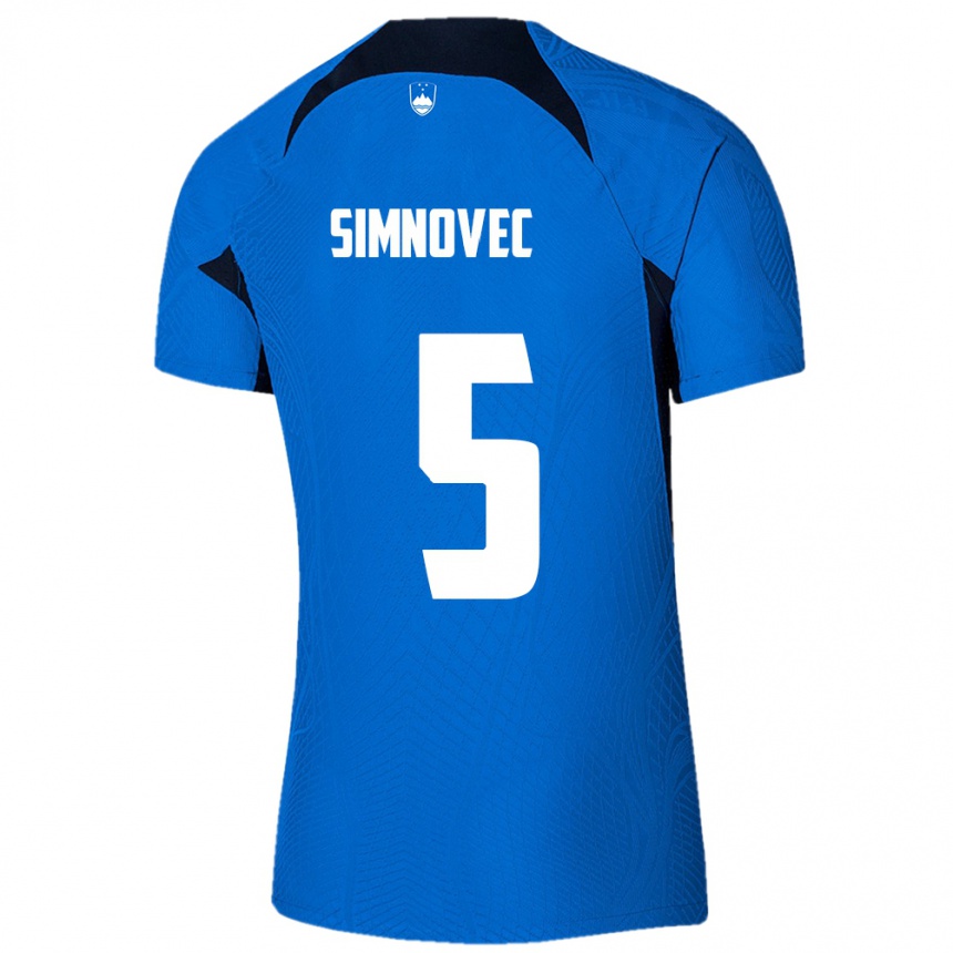 Kinder Fußball Slowenien Matevz Simnovec #5 Blau Auswärtstrikot Trikot 24-26 T-Shirt Luxemburg