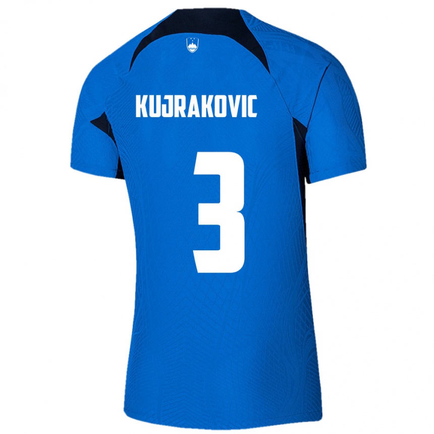 Kinder Fußball Slowenien Minel Kujrakovic #3 Blau Auswärtstrikot Trikot 24-26 T-Shirt Luxemburg