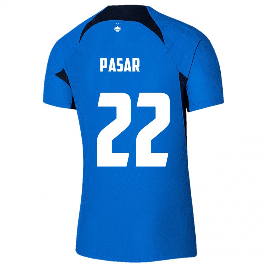 Kinder Fußball Slowenien Melania Pasar #22 Blau Auswärtstrikot Trikot 24-26 T-Shirt Luxemburg