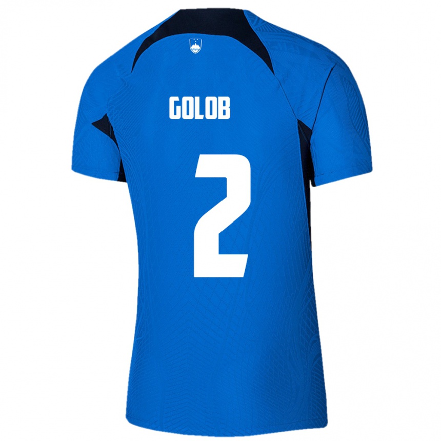 Kinder Fußball Slowenien Lana Golob #2 Blau Auswärtstrikot Trikot 24-26 T-Shirt Luxemburg