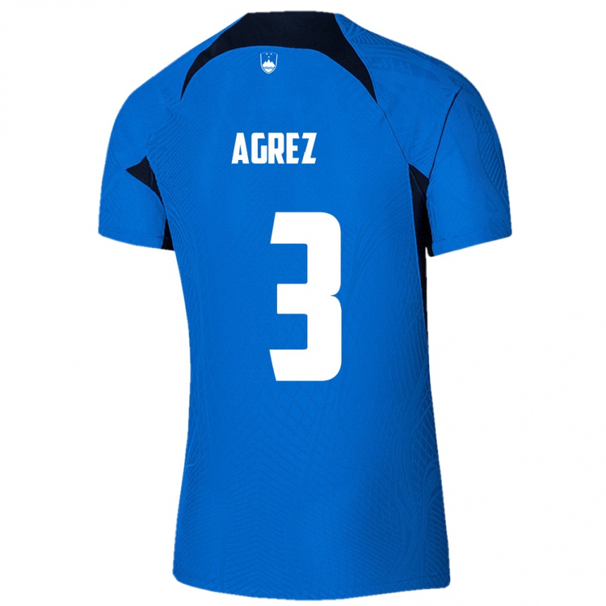 Kinder Fußball Slowenien Sara Agrež #3 Blau Auswärtstrikot Trikot 24-26 T-Shirt Luxemburg