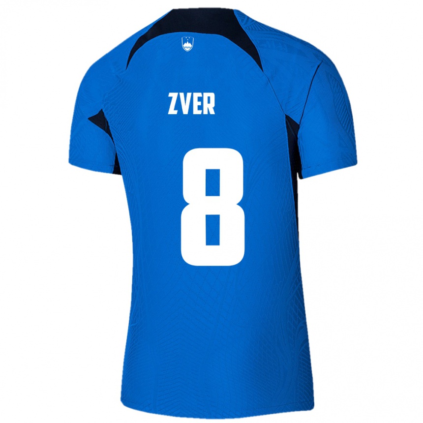 Kinder Fußball Slowenien Mateja Zver #8 Blau Auswärtstrikot Trikot 24-26 T-Shirt Luxemburg