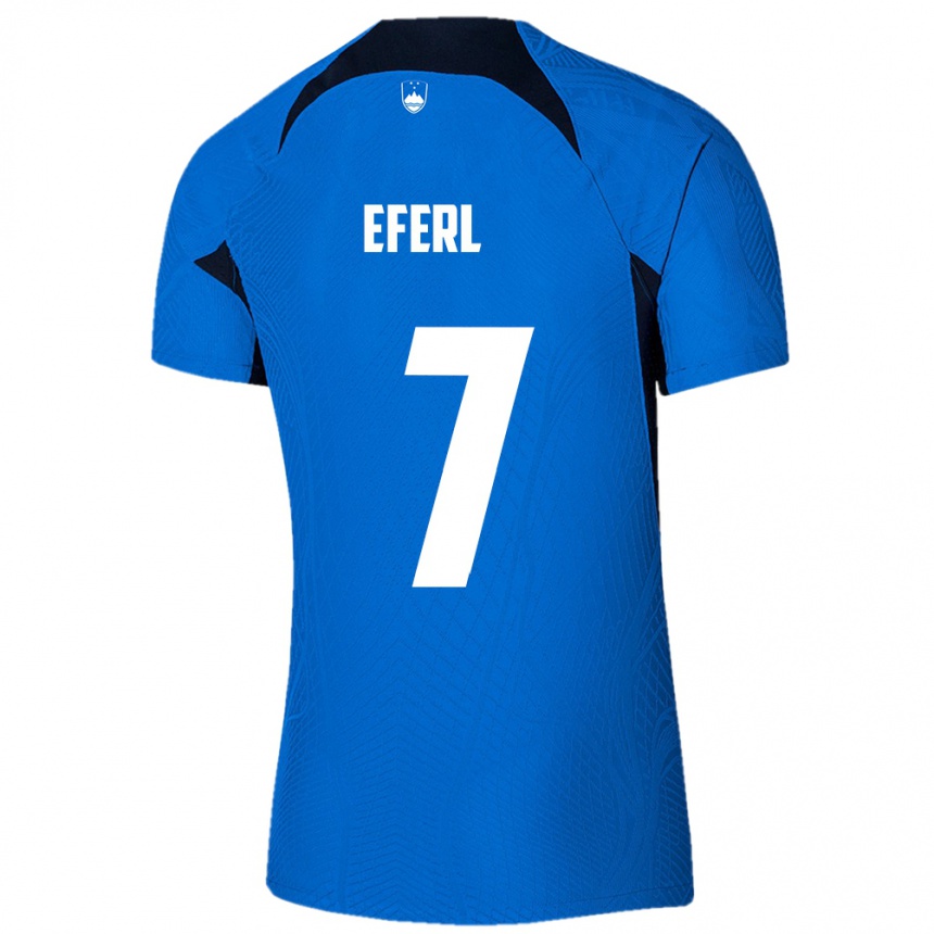 Kinder Fußball Slowenien Anja Eferl #7 Blau Auswärtstrikot Trikot 24-26 T-Shirt Luxemburg