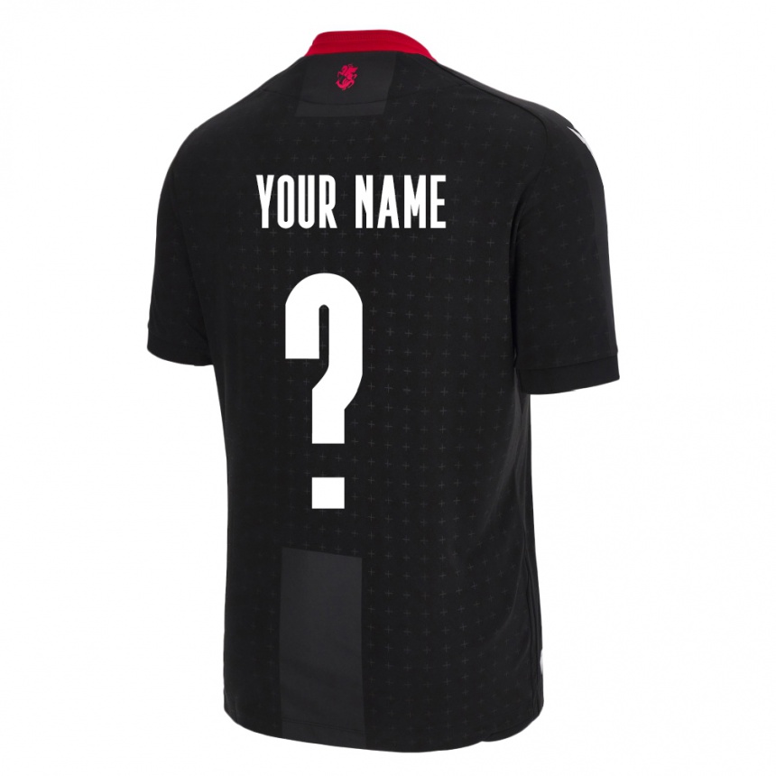 Kinder Fußball Georgien Ihren Namen #0 Schwarz Auswärtstrikot Trikot 24-26 T-Shirt Luxemburg