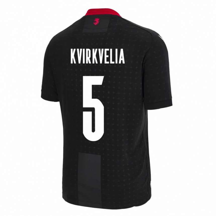 Kinder Fußball Georgien Solomon Kvirkvelia #5 Schwarz Auswärtstrikot Trikot 24-26 T-Shirt Luxemburg