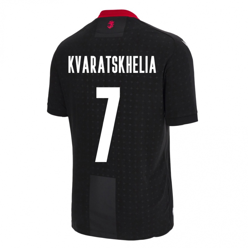 Kinder Fußball Georgien Khvicha Kvaratskhelia #7 Schwarz Auswärtstrikot Trikot 24-26 T-Shirt Luxemburg