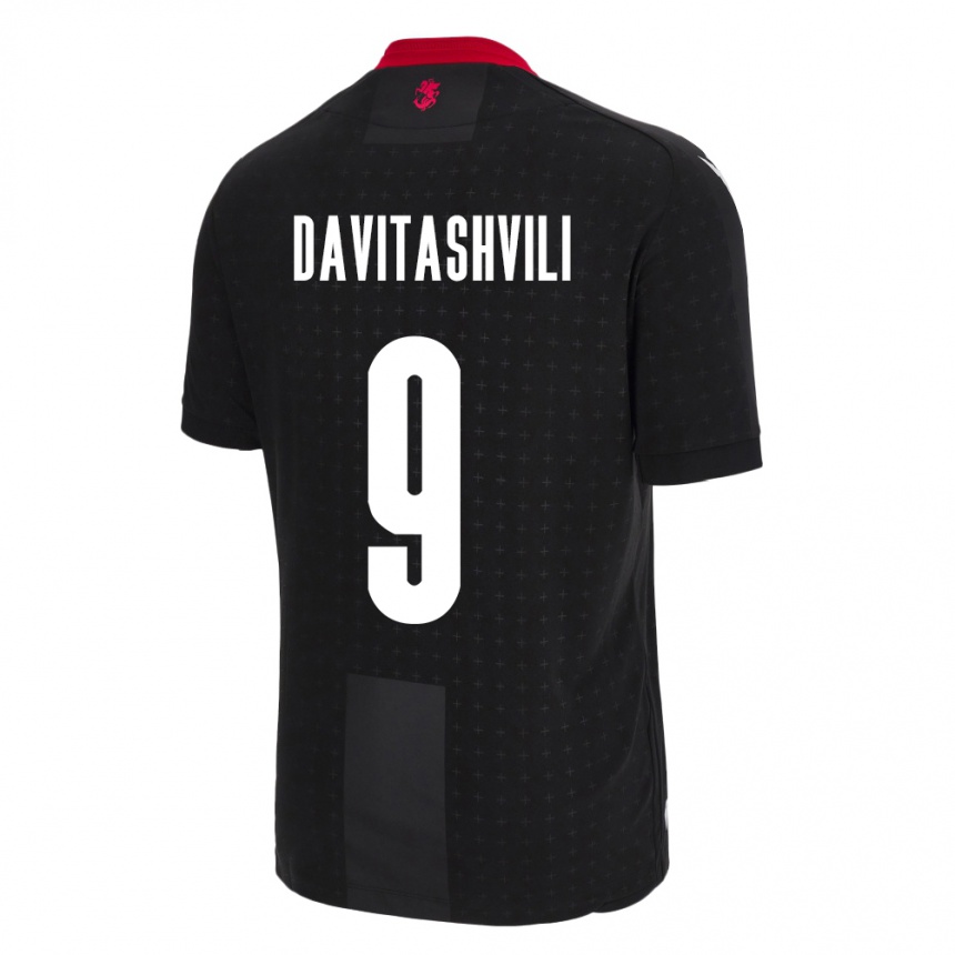 Kinder Fußball Georgien Zuriko Davitashvili #9 Schwarz Auswärtstrikot Trikot 24-26 T-Shirt Luxemburg