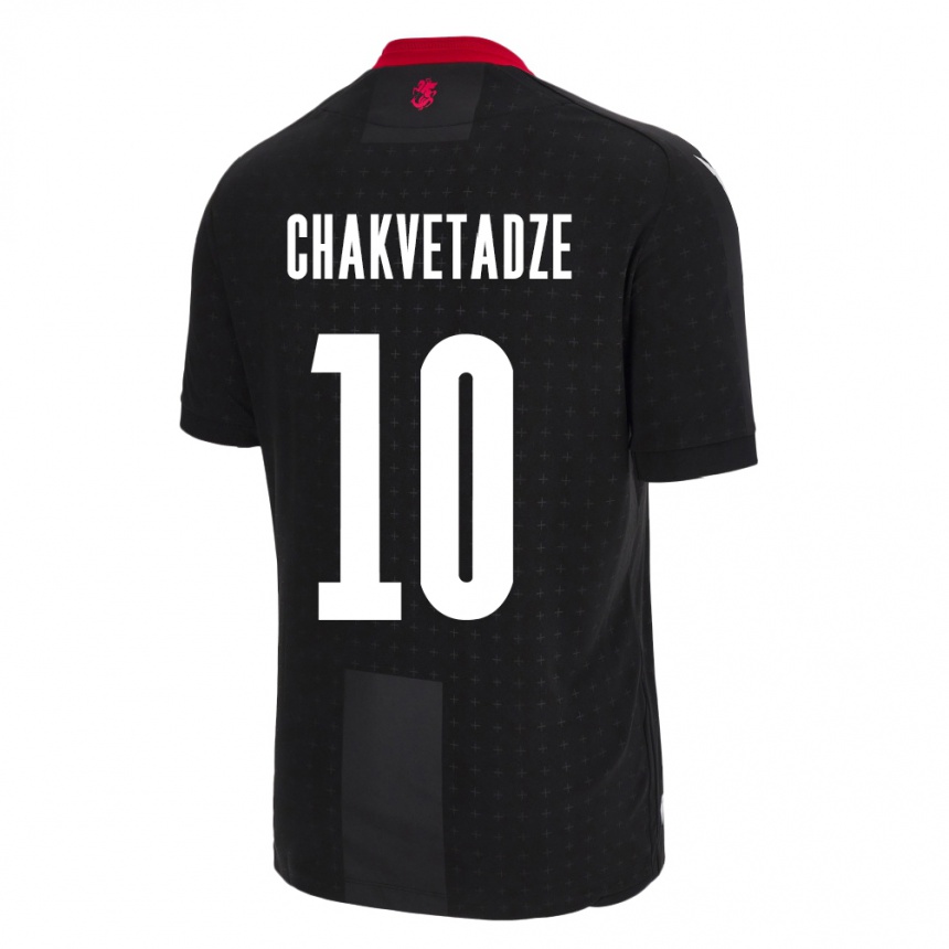 Kinder Fußball Georgien Giorgi Chakvetadze #10 Schwarz Auswärtstrikot Trikot 24-26 T-Shirt Luxemburg