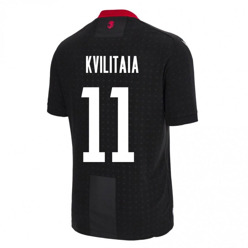 Kinder Fußball Georgien Giorgi Kvilitaia #11 Schwarz Auswärtstrikot Trikot 24-26 T-Shirt Luxemburg