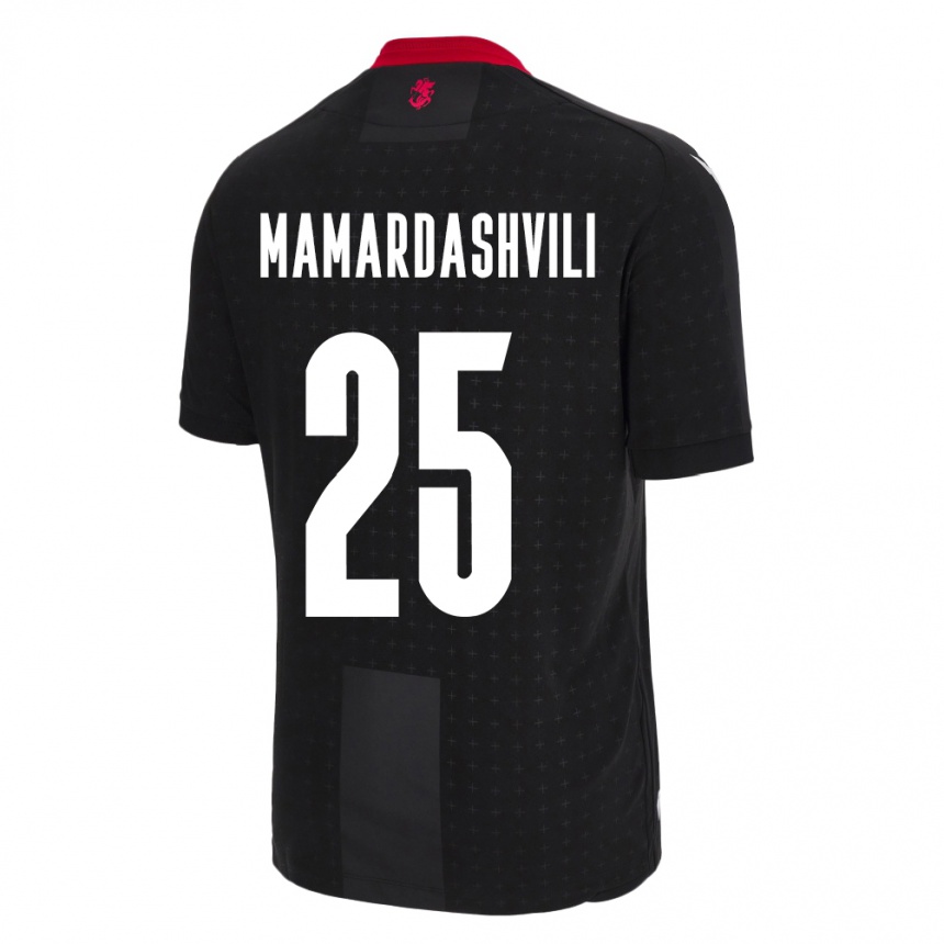 Kinder Fußball Georgien Giorgi Mamardashvili #25 Schwarz Auswärtstrikot Trikot 24-26 T-Shirt Luxemburg